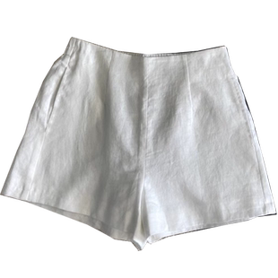 白色棉麻短裤女2025新款夏薄款高腰显瘦小个子A字亚麻阔腿五分裤