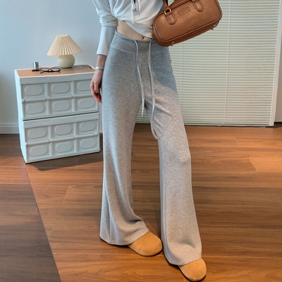 灰色羊毛喇叭裤女2025年秋冬新款
