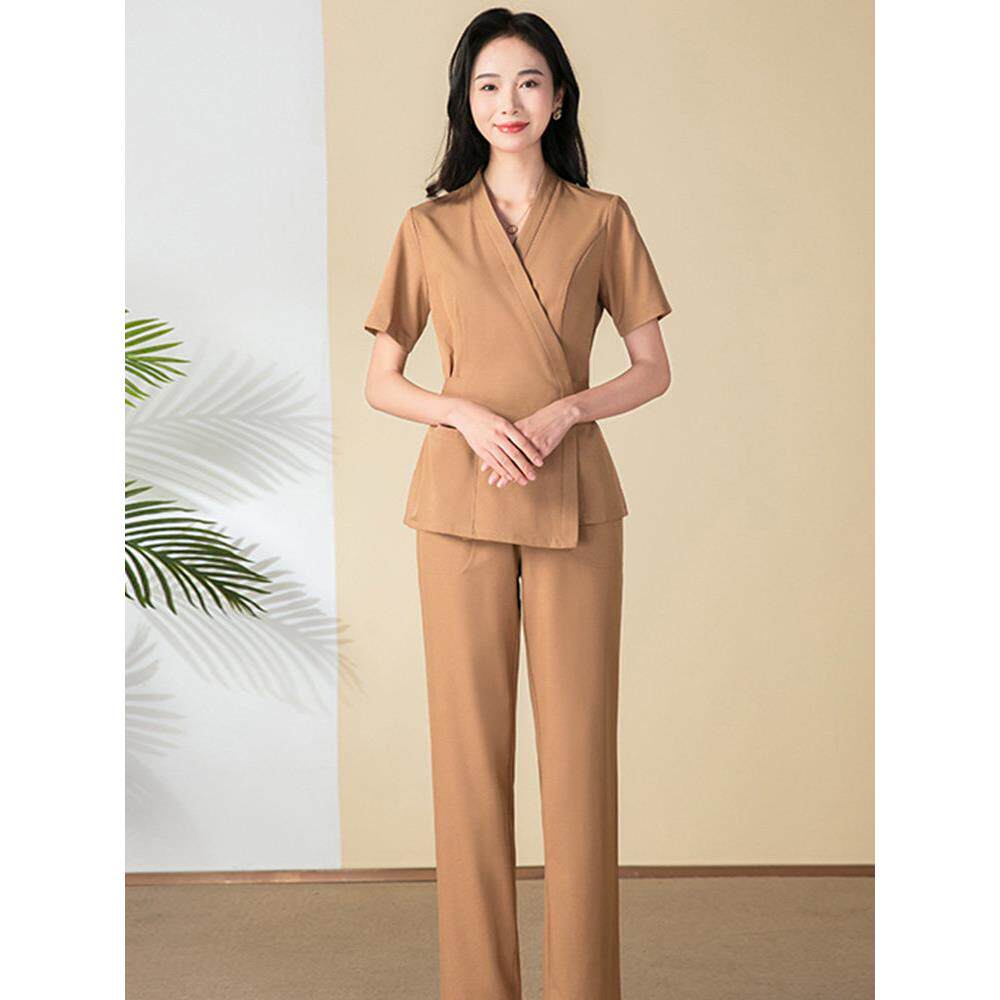 美容师工作服女性新古典美容院健康中心水疗技师足疗足浴服装优雅