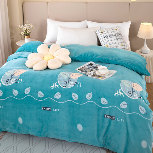 牛奶绒加绒加厚不掉色不掉毛被套