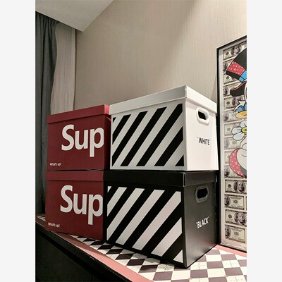 黑白条纹搬家收纳纸箱子大容量超大杂物书籍收纳整理纸箱加厚加硬