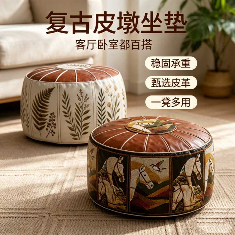 摩洛哥风皮墩收纳凳客厅居家衣服