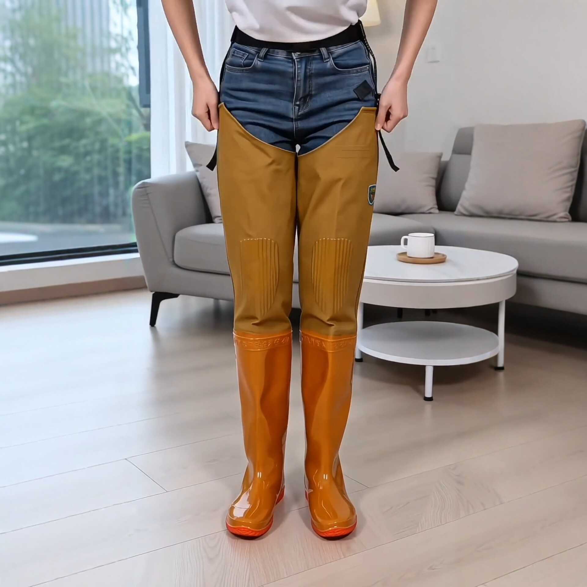 雨裤带雨鞋连身高筒防水雨靴