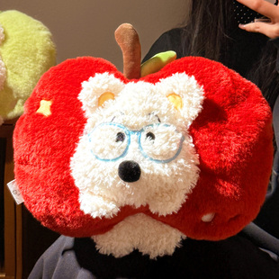 可爱苹果小狗热水袋充电款 暖水袋防爆毛绒暖手暖宝宝热敷2025新款