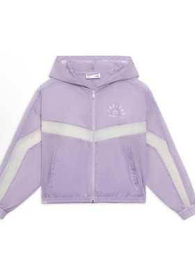 LiNing李宁 宽松拼色冰丝速干运动连帽夹克 女款 紫色 AFDS310-3