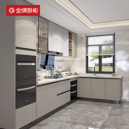 金牌厨柜整体橱柜定制石英石台面家用简约小户型灶台柜厨柜装修