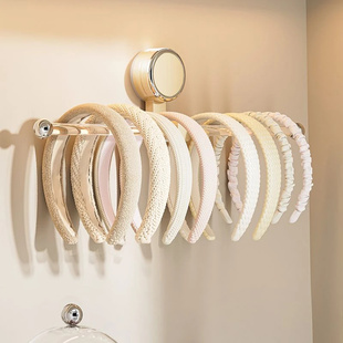 双头发箍收纳神器吸盘卫生间挂架免打孔发饰皮筋抓夹子发圈首饰架