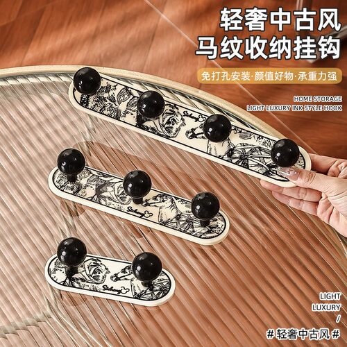 中古风挂钩免打孔门后挂衣钩壁挂多功能强承重粘钩无痕浴室挂钩子