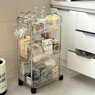 透明亚克力小推车零食置物架可移动化妆品收纳架高颜值宿舍家用in