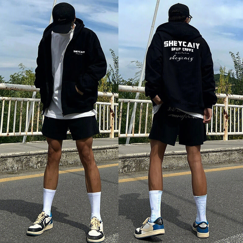 男款重磅潮牌开衫卫衣外套