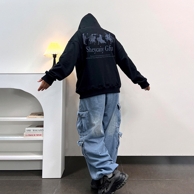 黑色斯巴达连帽卫衣男款