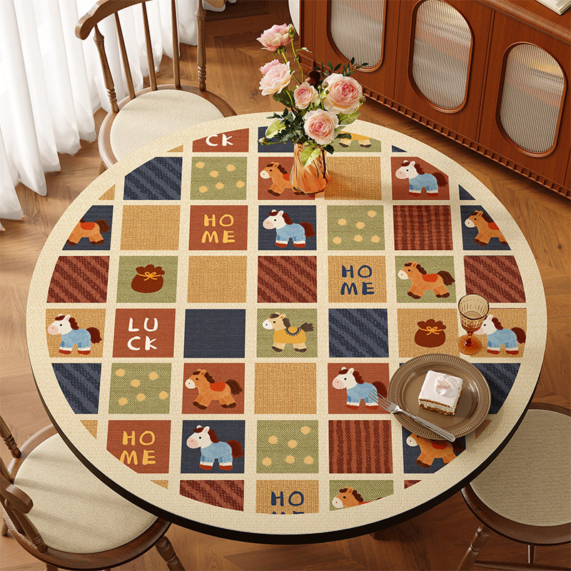 美式马年圆桌桌布防水防油防烫免洗圆桌子餐桌垫茶几圆形台布垫子,居家布艺,桌布,淘宝优惠券,粉丝福利购,淘宝优惠卷