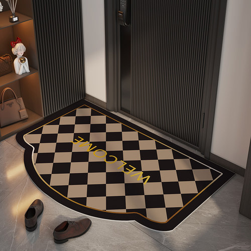 轻型豪华棋盘棋盘入口门地板垫Pvc可切割脚垫入口门廊可擦拭不洗