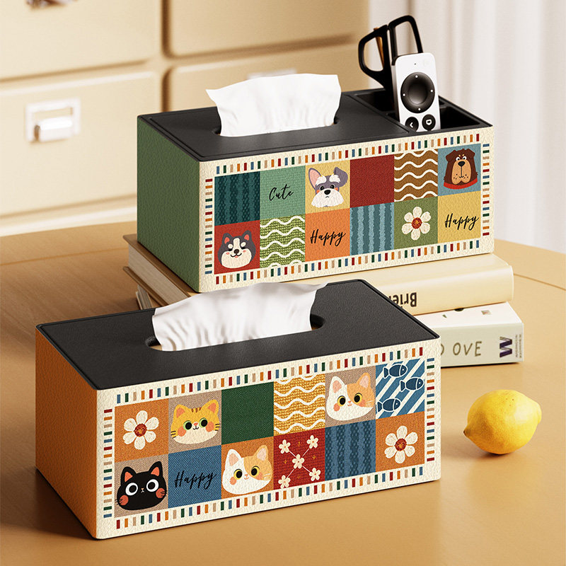 美式复古卡通纸巾盒客厅茶几收纳一体遥控器收纳盒多功能抽纸盒,收纳整理,纸巾盒,淘宝优惠券,粉丝福利购,淘宝优惠卷