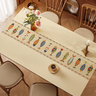 现代美式桌垫轻奢高级感餐桌布防油防水防烫免洗茶几桌面保护垫子