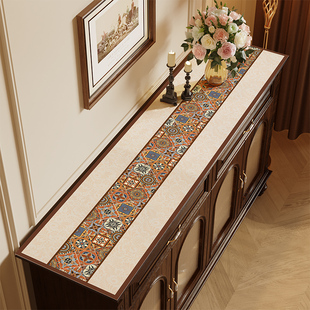 美式复古餐边柜桌垫防尘防水电视柜桌布桌面保护垫玄关柜台面垫子