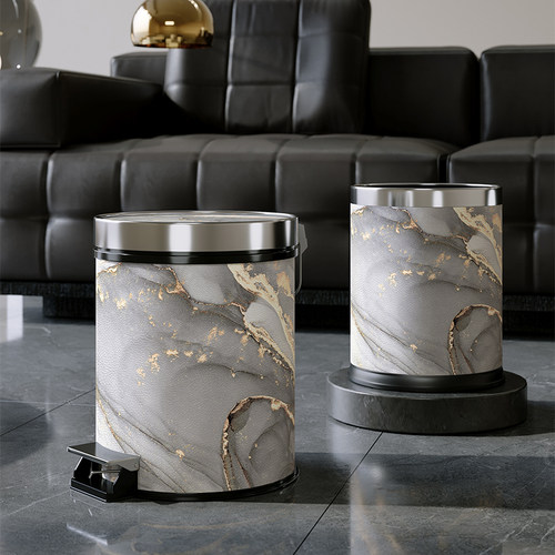 轻型豪华大理石谷物垃圾桶2025新型客厅卧室浴室厨房脚踏式垃圾桶