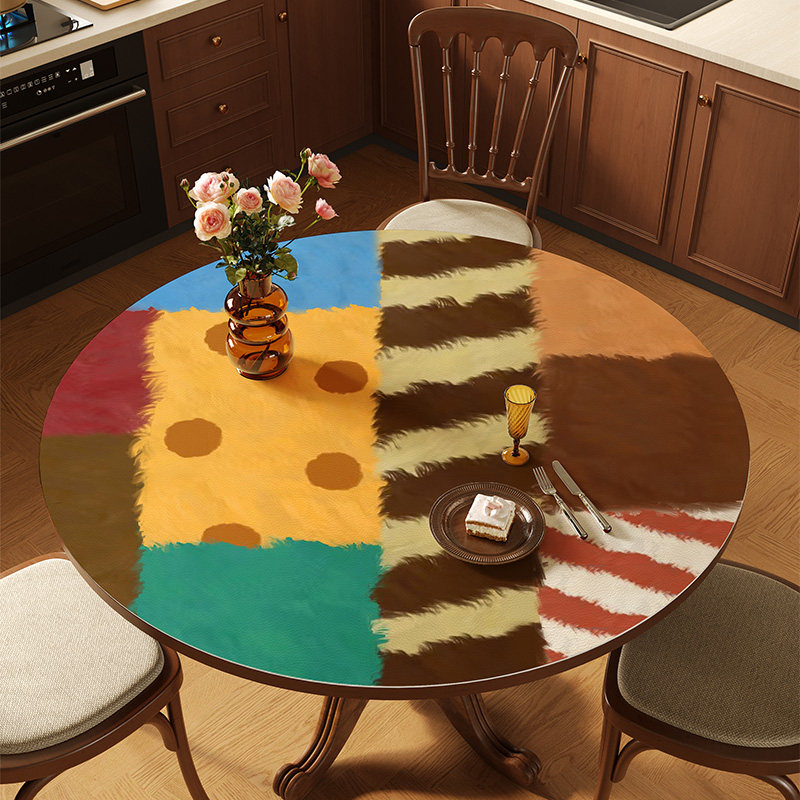 美式多巴胺圆桌桌垫防水防油防烫免洗圆桌布圆形餐桌垫茶几台布,居家布艺,桌布,淘宝优惠券,粉丝福利购,淘宝优惠卷