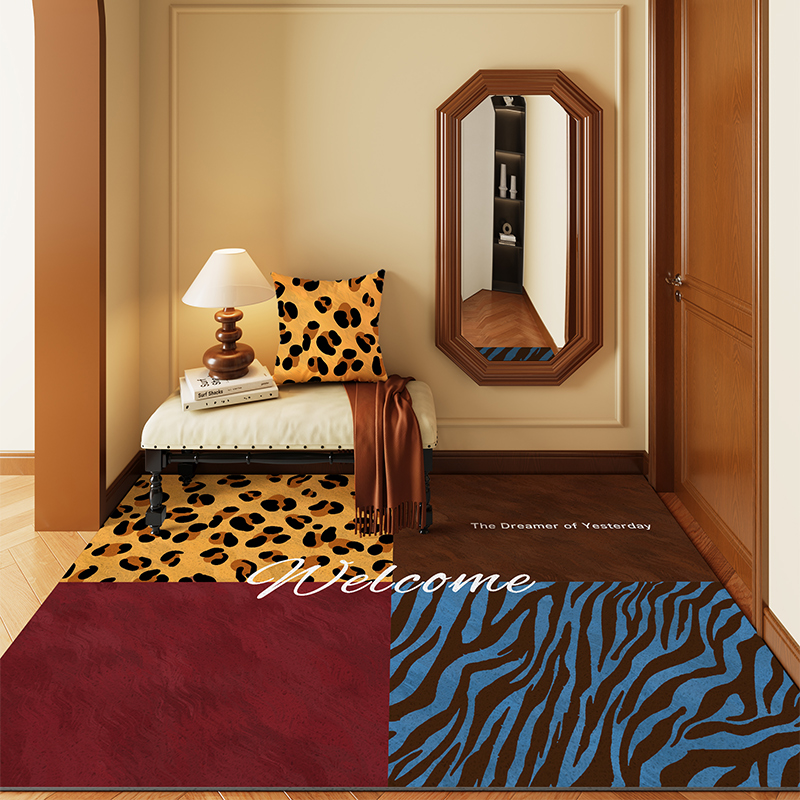 美式高级感入户门地垫防滑耐磨进门脚垫中古风玄关门口丝圈地毯