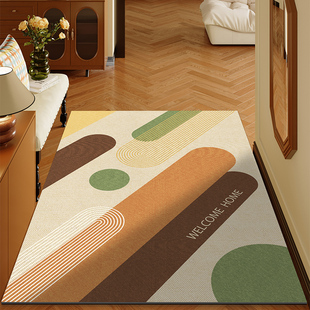 美式高级感入户门地垫可擦免洗进门脚垫门口家用皮革地毯竖版可裁