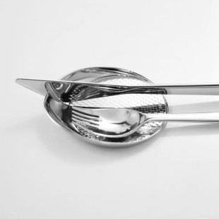 简约风格304不锈钢勺子调羹托桌面配套餐具食品级轻奢家用