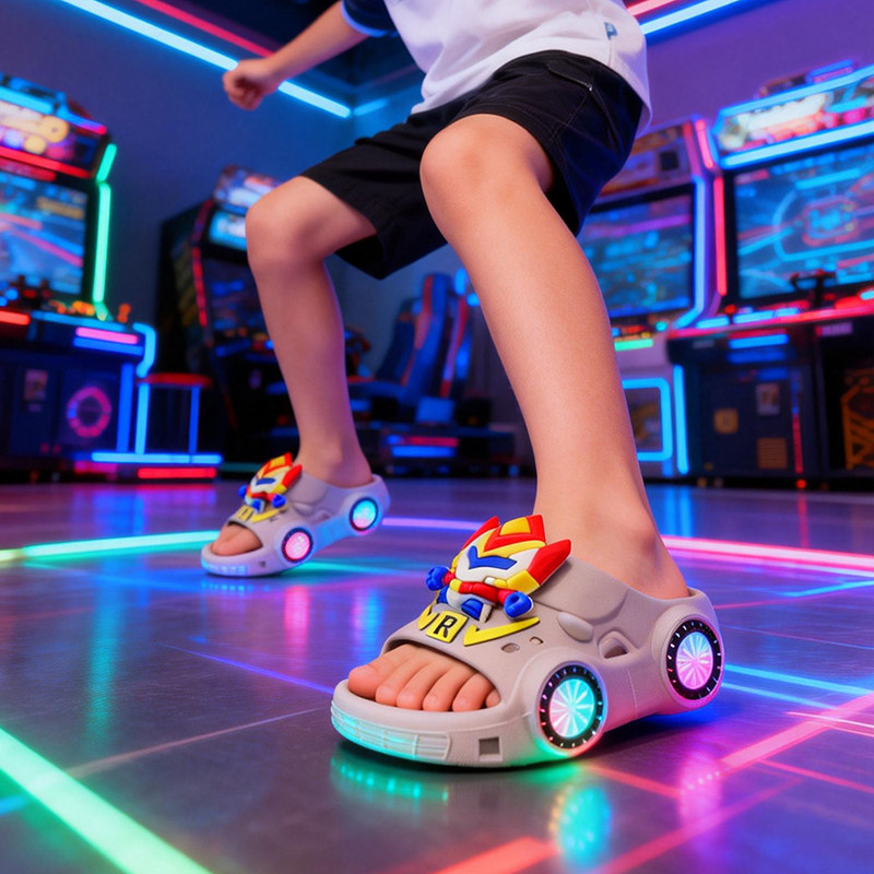 奥特曼发亮灯光拖鞋儿童凉拖鞋卡通防滑男童居家超人软宝宝拖鞋夏