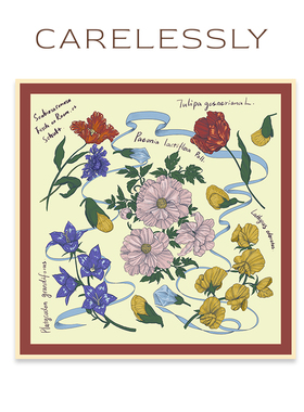 CARELESSLY 沉睡花园 原创桑蚕真丝法式植物大方巾百搭披肩秋冬女