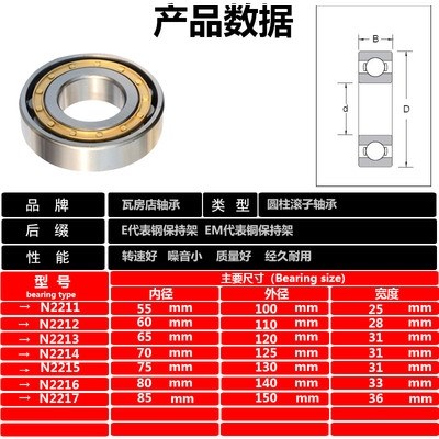 高档瓦房店轴承N2211 N2212 N2213 N2214 N2215 N22T16 N2217E奢 自行车/骑行装备/零配件 脚踏/轴承/滚珠 原图主图