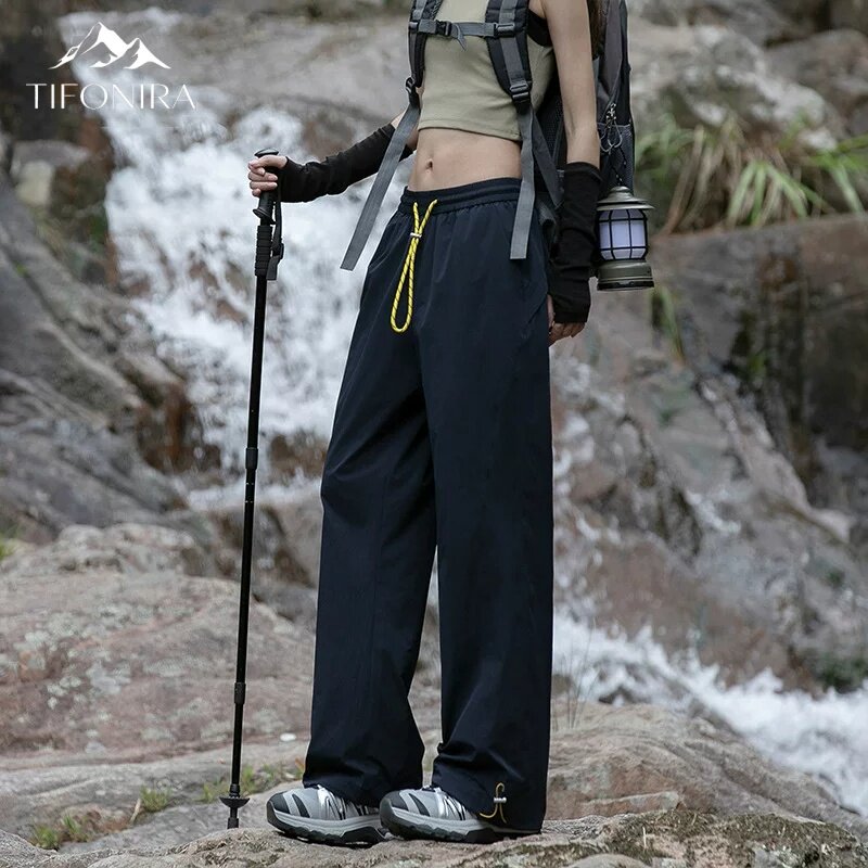 德国藏青色速干冲锋裤女春秋薄款小个子防晒运动裤户外爬山冲锋裤