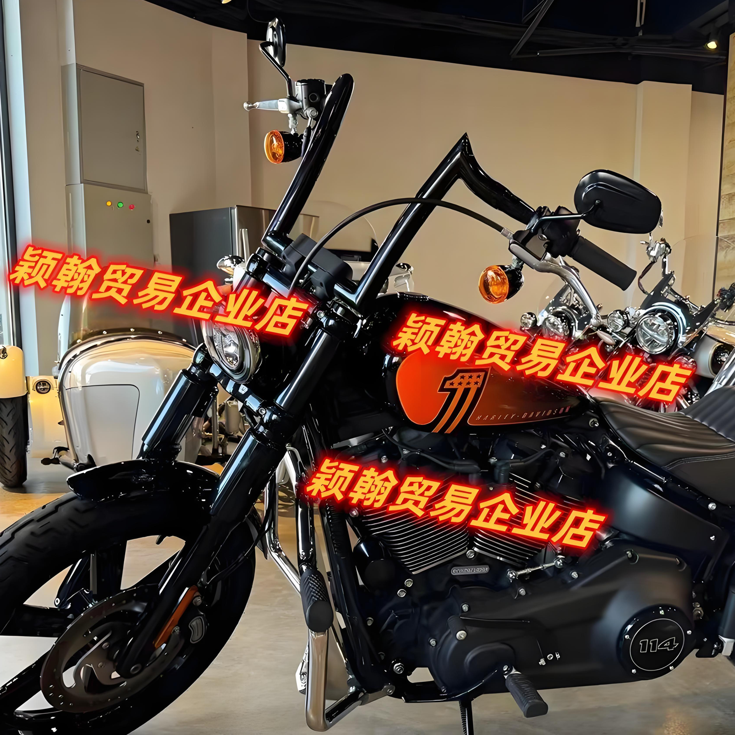 适用哈雷街霸883X48肥仔路王改装F47款1.5英寸加粗羊角车把加高把