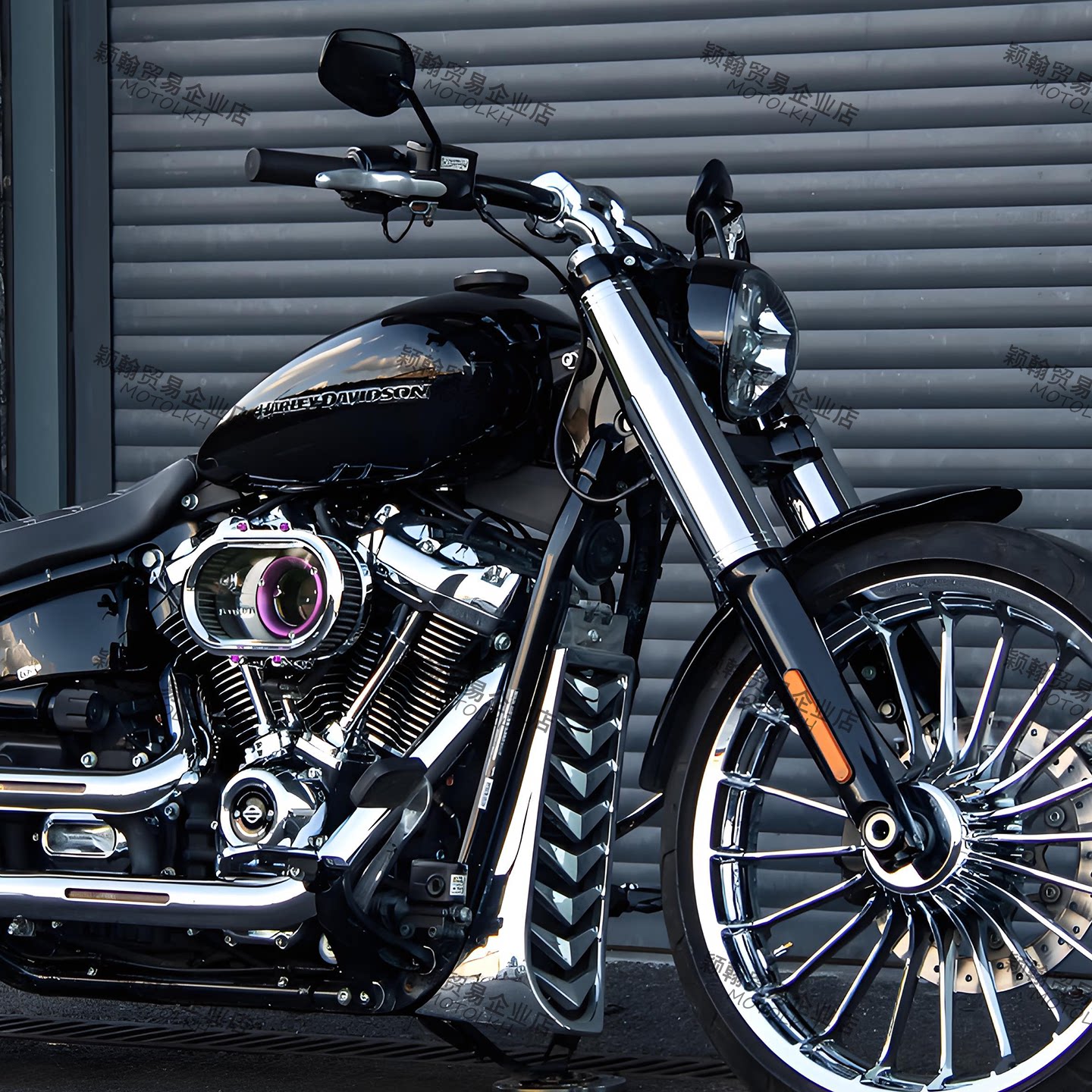 适用于哈雷突破者街霸改装铝合金一体式加粗前叉减震套筒防尘避震