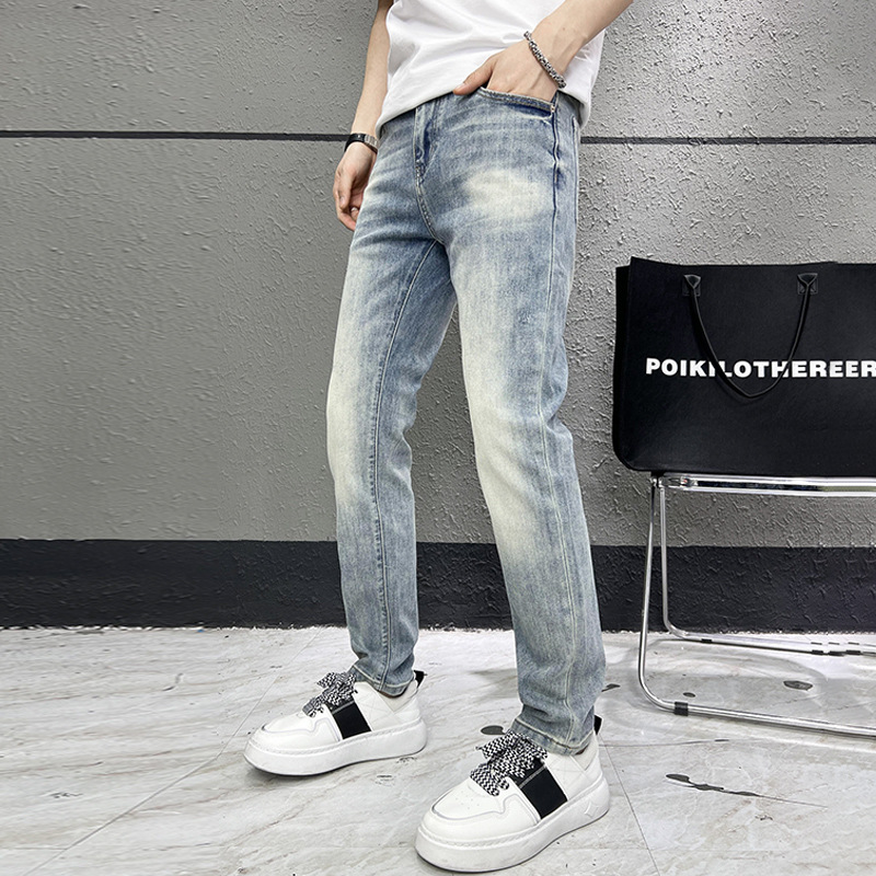 高端牛仔裤男宽松直筒裤