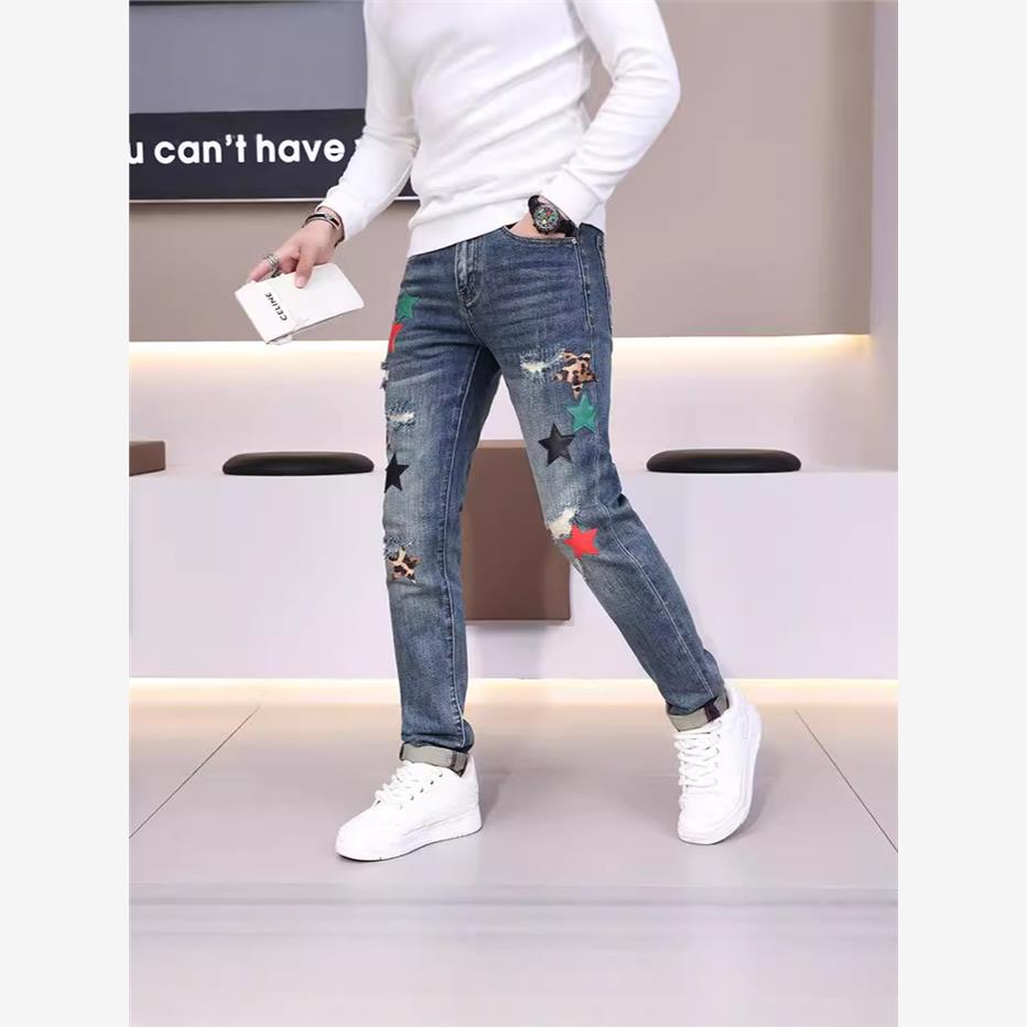 高端潮流牛仔裤男士秋冬