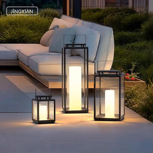 太阳能庭院手提风灯户外别墅花园露台氛围装饰灯防水草坪落地马灯