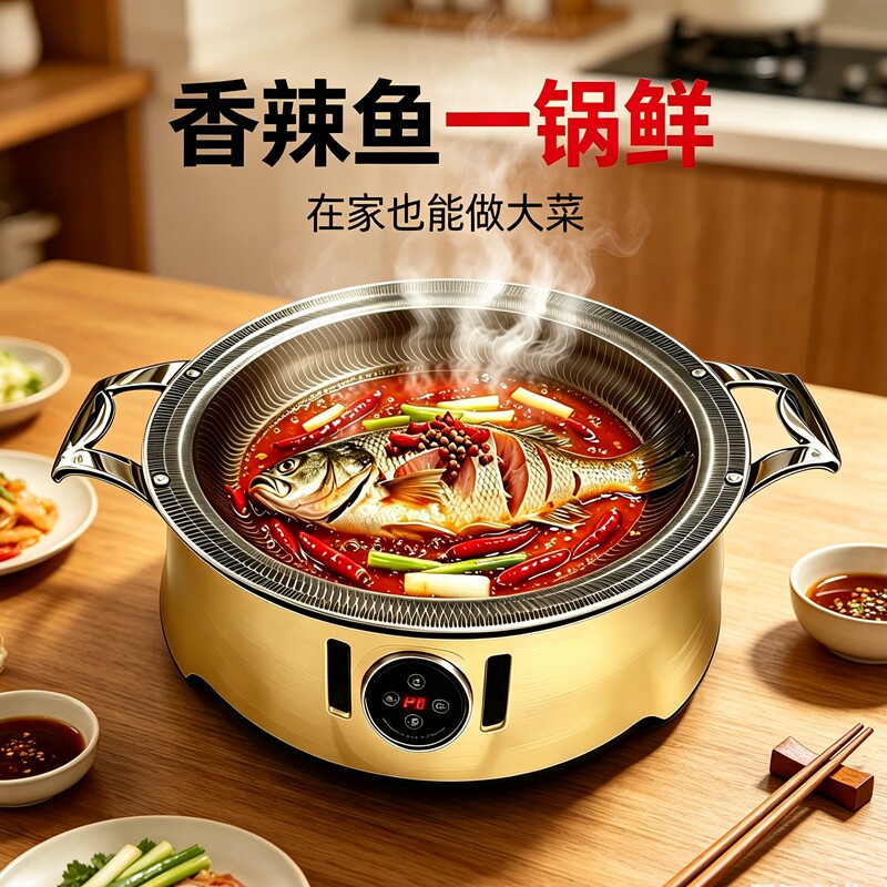 商用电磁炉烤鱼炉圆形烤鱼专用烤炉牛蛙干锅锅具鸡公煲烤盘酒精炉