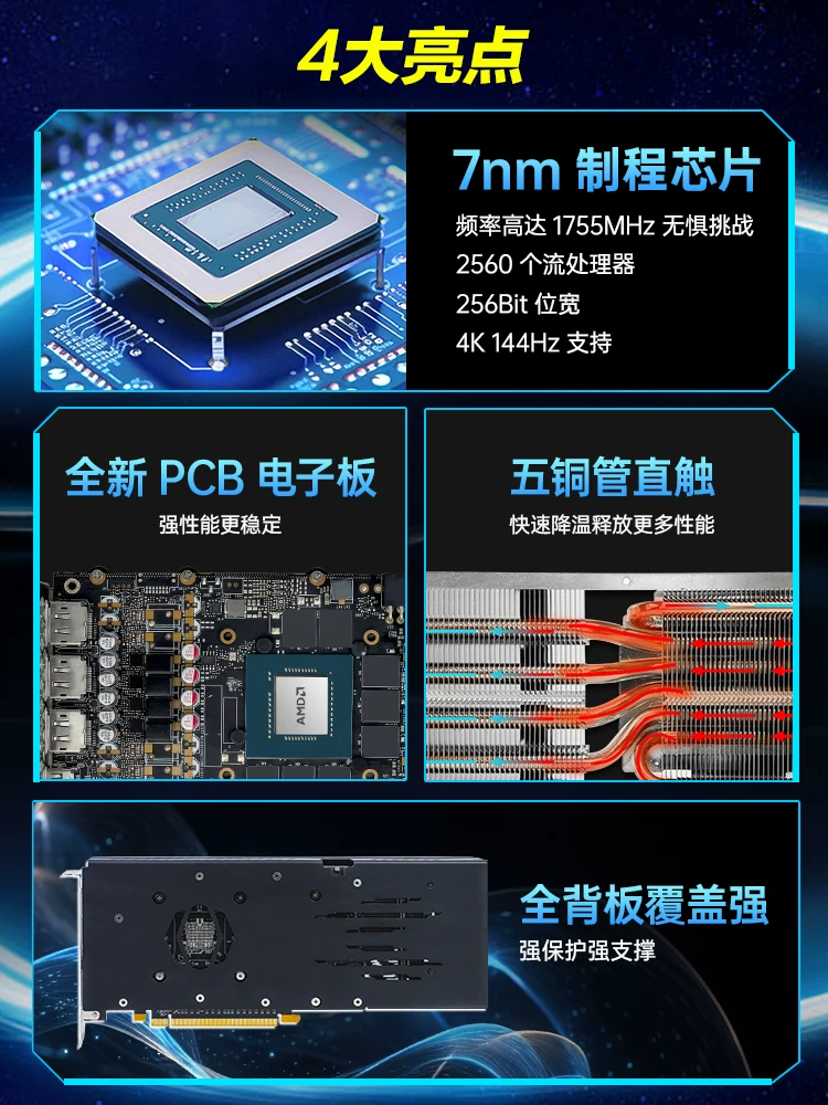 Qiao core RX5700XT новый высокоэффективный черный мифический Гоку 3A видеокарта 3D дизайн рендеринг