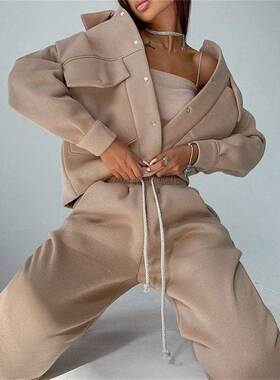 2022上衣休闲长裤长袖外套卫衣两件套top pants two-piece women