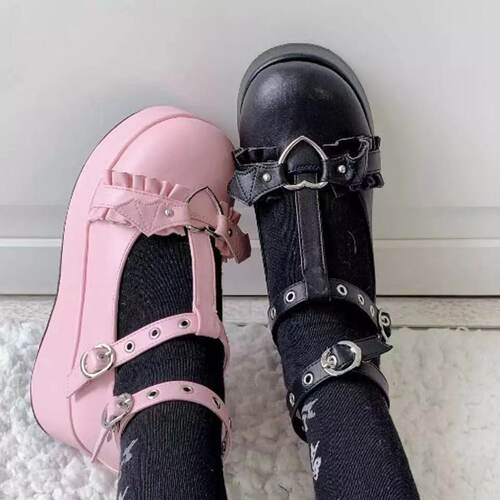 玛丽珍鞋2021坡跟厚底小皮鞋Mary Jane shoes wedge heel shoes