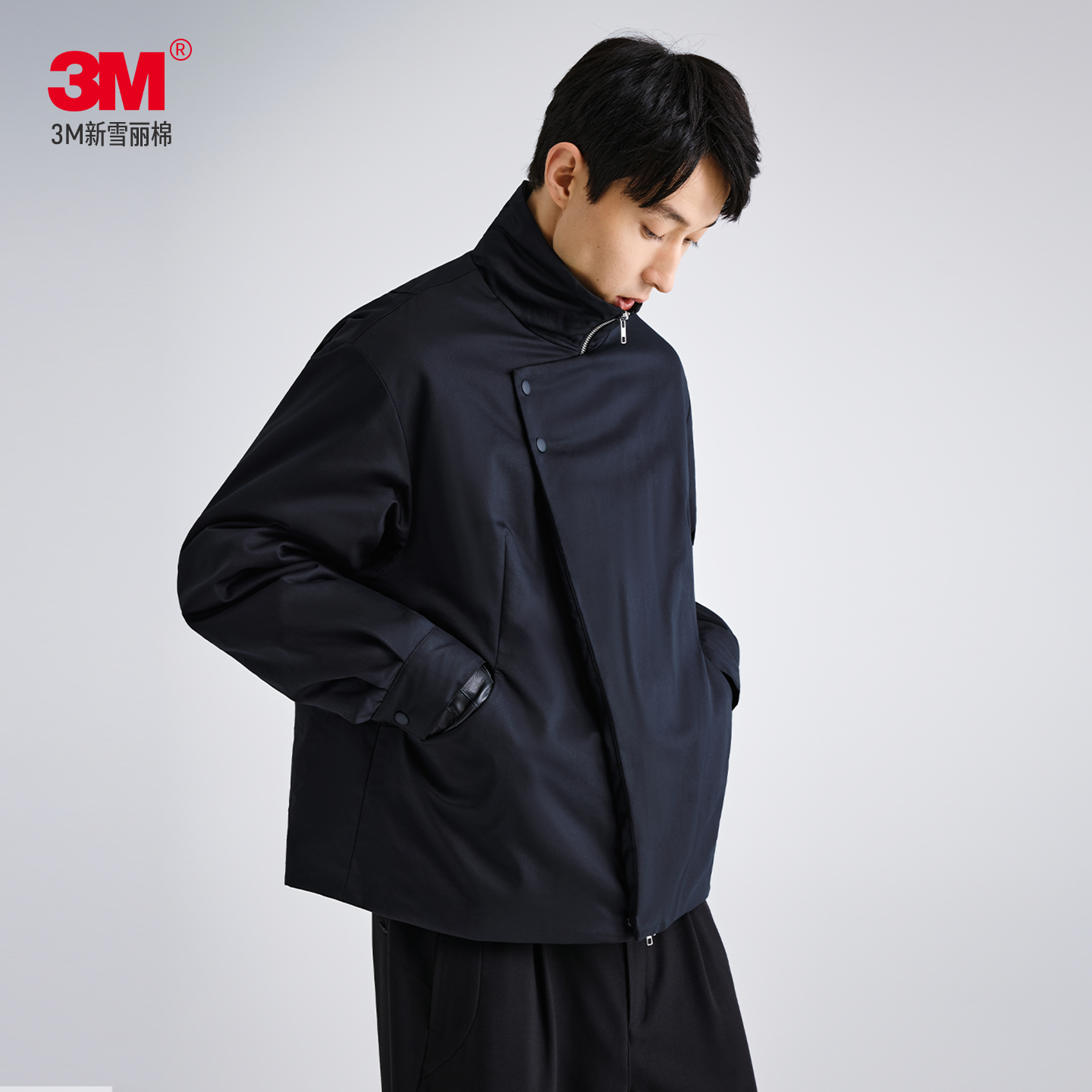 MOSEALAND斜门襟立领棉衣外套