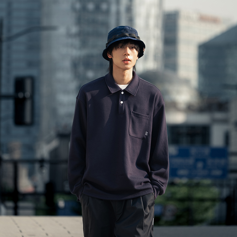 MOSEALAND 22AW秋季新款polo衫男350G重磅cityboy刺绣口袋套头衫