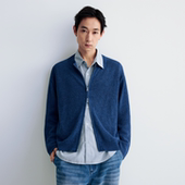 MOSEALAND和纸纱混纺镂空开衫 休闲风百搭针织毛衣 外套男春秋新款