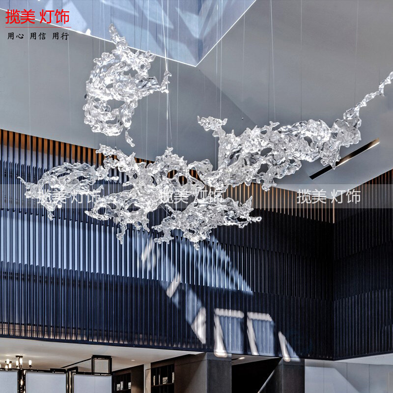 海浪空中吊饰酒店大厅装饰挂饰大型售楼部沙盘水花浪创意空中挂件
