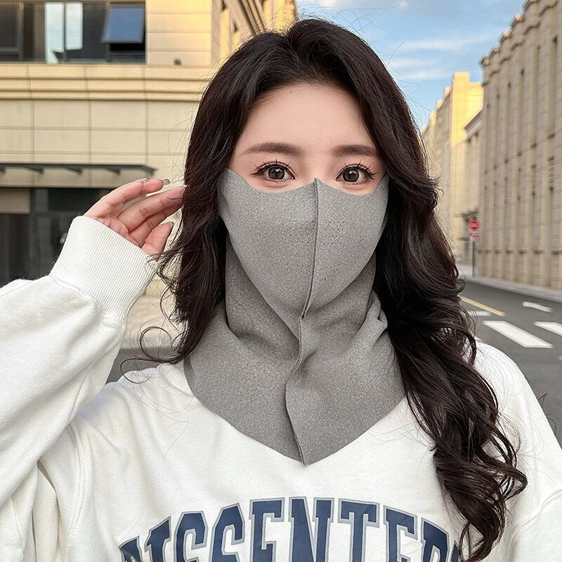 新款冬季全脸无痕立体护脖颈保暖德绒口罩面罩女防紫外线秋冬围脖