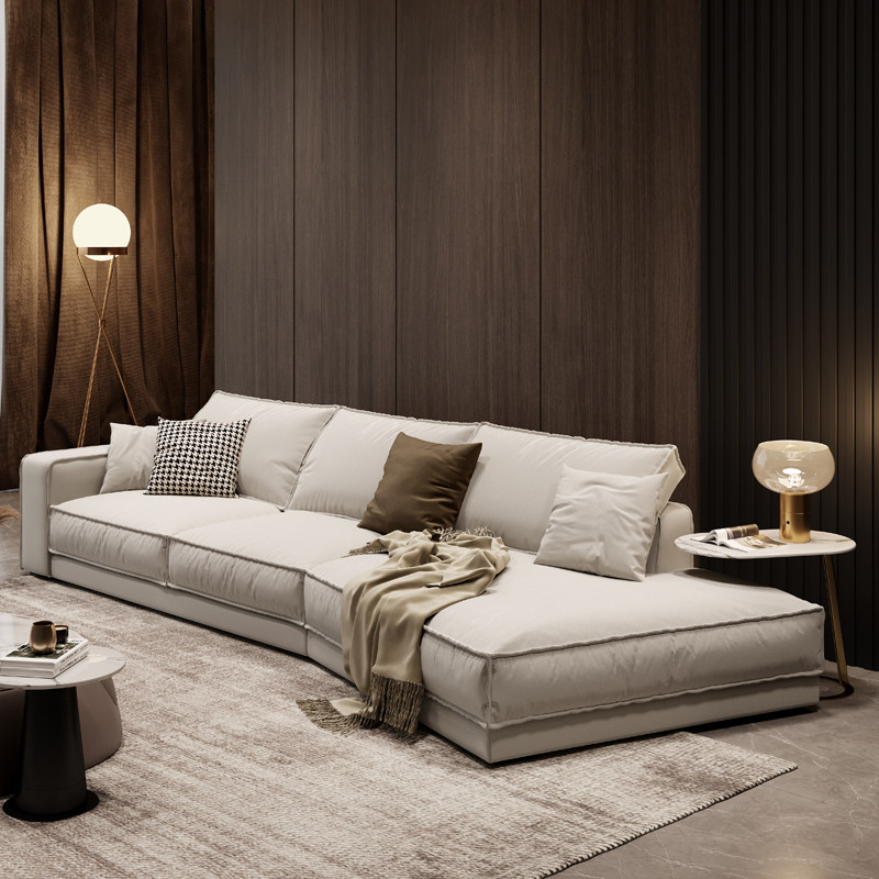异形沙发布艺简约纳米免洗科技布意式羽绒现代直排豆腐块沙发