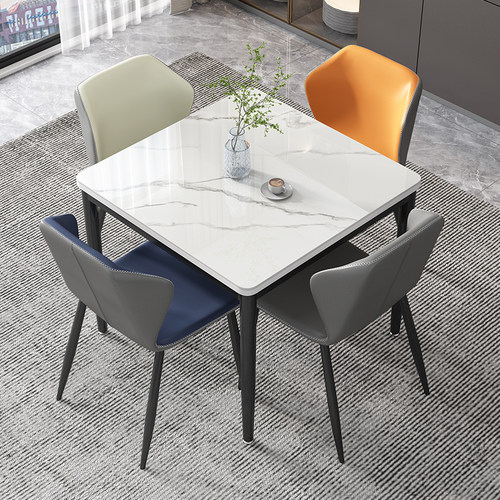 岩板正方形家用简约餐桌椅组合