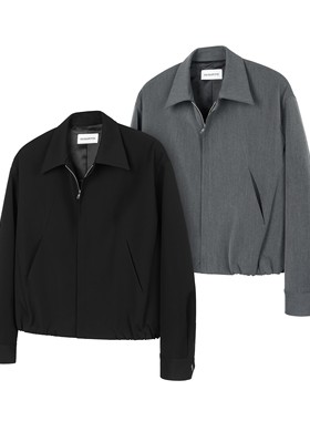 DESERTO TR混纺合页解构Boxy短宽翻领气球廓形教练夹克上衣外套男