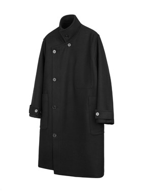 DESERTO 850G重磅60澳洲羊毛双面呢纽扣黑色派克大衣秋冬长款外套