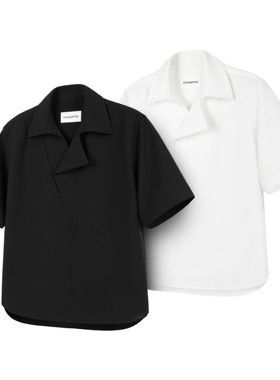 DESERTO 强捻醋酸混纺砂爽质感哑面抗皱V领可调节POLO短袖衬衫