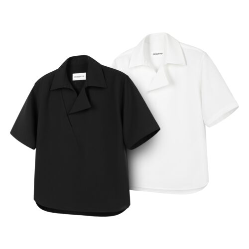 DESERTO 强捻醋酸混纺砂爽质感哑面抗皱V领可调节POLO短袖衬衫