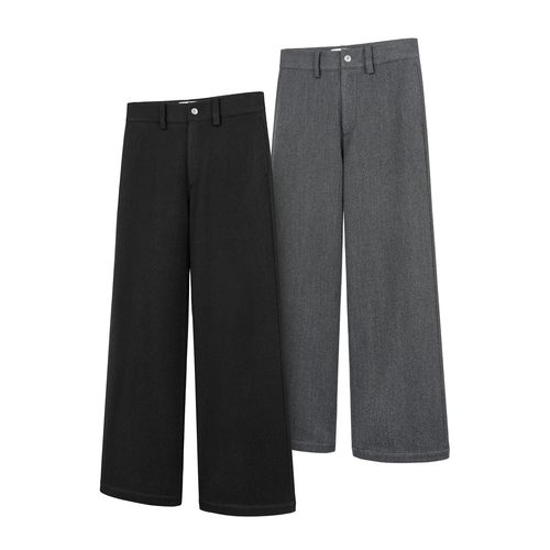 DESERTO 重磅羊毛混纺肌理感毛呢直筒宽松休闲通勤秋冬西裤长裤男